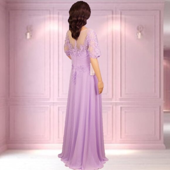 AZAZIE size A10 lilac fit/flare full-length gown 100% polyester dry clean only - Picture 4 of 16